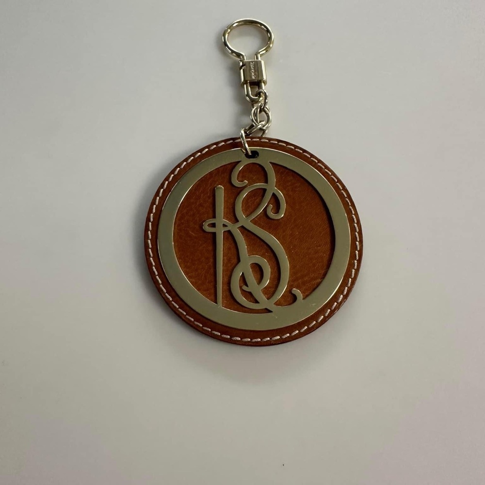 kate spade leather monogram keychain
